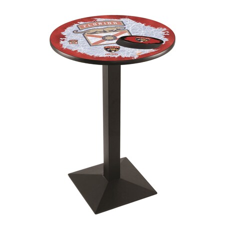 Holland Bar Stool Co 36" Blk Wrinkle Florida Panthers Pub Table, 36" dia. Top L217B3636FlaPan-D2